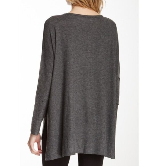 Go Couture Printed Elbow Patch High/Low Sweater - Picture 2 of 5